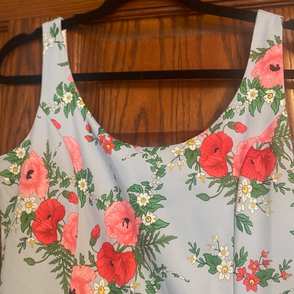 Small A-line soft blue and floral dress with pockets! - Picture 5 of 7
